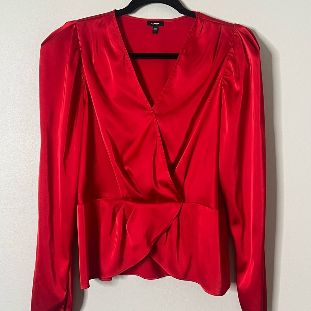 Express Vibrant Red Wrap Blouse